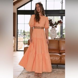 CHARLIE HOLIDAY ANDREA MAXI DRESS APRICOT ORANGE